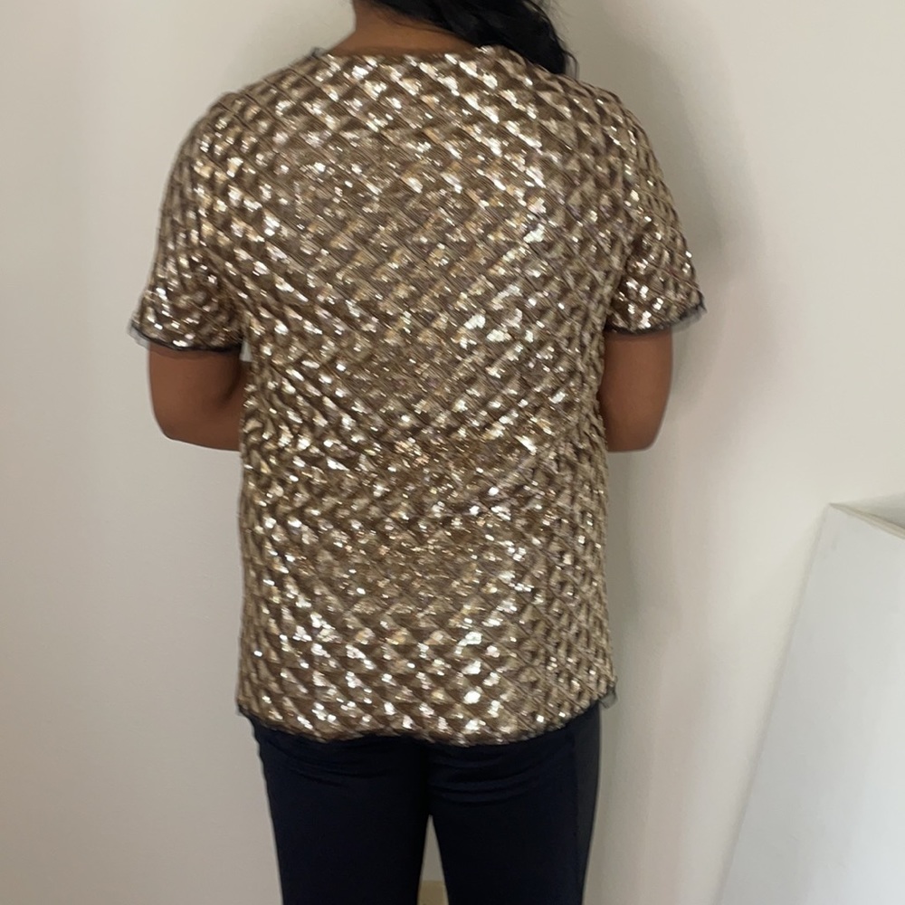 Golden Sequined Triangle Pattern Top - image 2